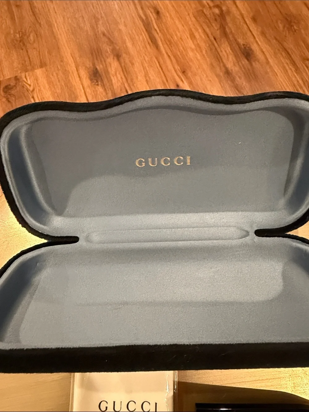 Gucci Sunglasses with dark Havana frame and blue lenses